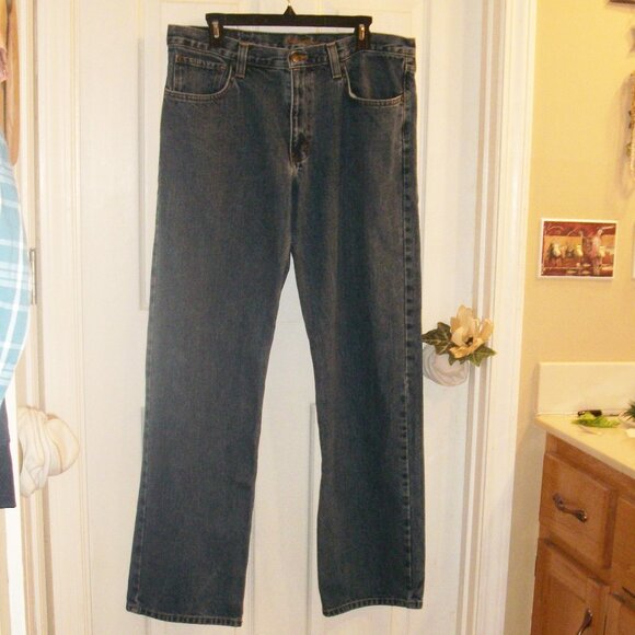 EDDIE BAUER Relaxed Fit Jeans 36x34 100% Cotton Blue Denim 34" Inseam - Picture 3 of 9